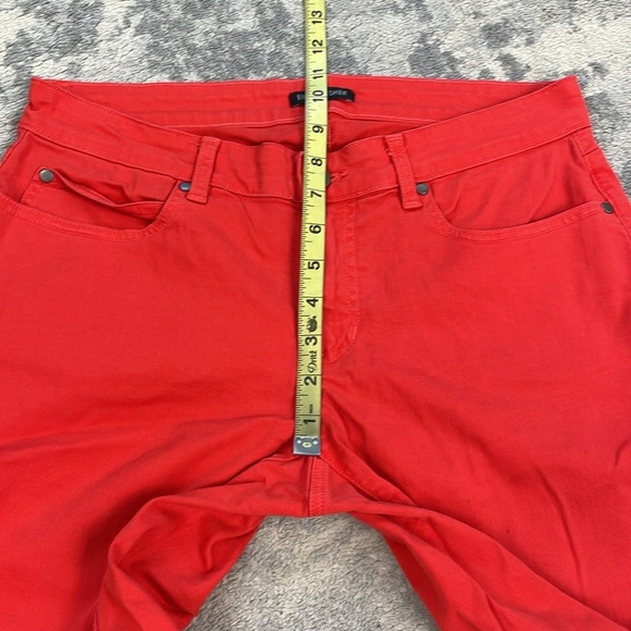 Eileen Fisher Organic Cotton Denim Mid Rise Jean Bright Red Slim - Picture 7 of 11